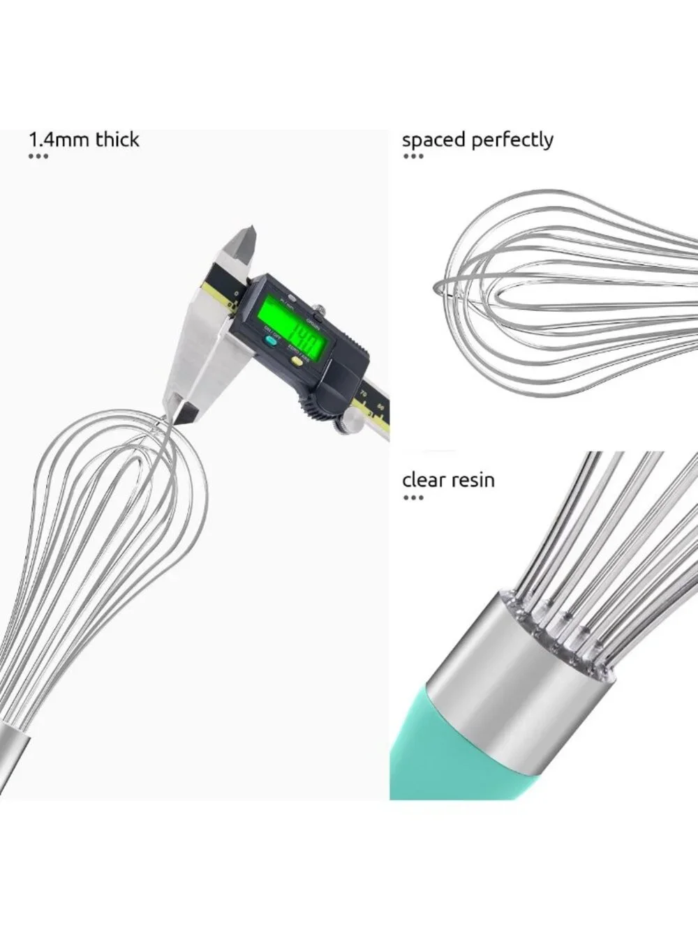 Heavy Duty Stainless Steel Balloon Whisk - 8 Wire Egg Beater for Baking